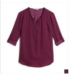 Daniel Rainn Blouse , Red & Navy Abstract print